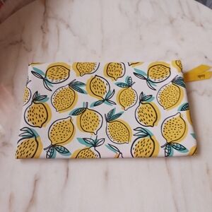 Ipsy Lemon Cosmetic Bag, NWOT Vegan Leather Zipped Pouch